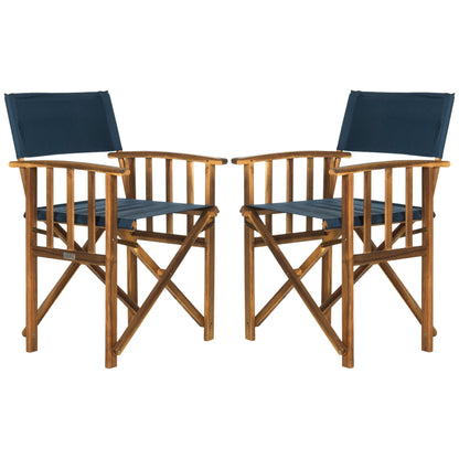 SAFAVIEH Outdoor Vaira Acacia Wood Director Chair (Set of 2) - 22W x 34D x 21H