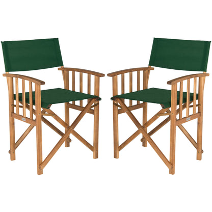 SAFAVIEH Outdoor Vaira Acacia Wood Director Chair (Set of 2) - 22W x 34D x 21H