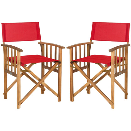 SAFAVIEH Outdoor Vaira Acacia Wood Director Chair (Set of 2) - 22W x 34D x 21H