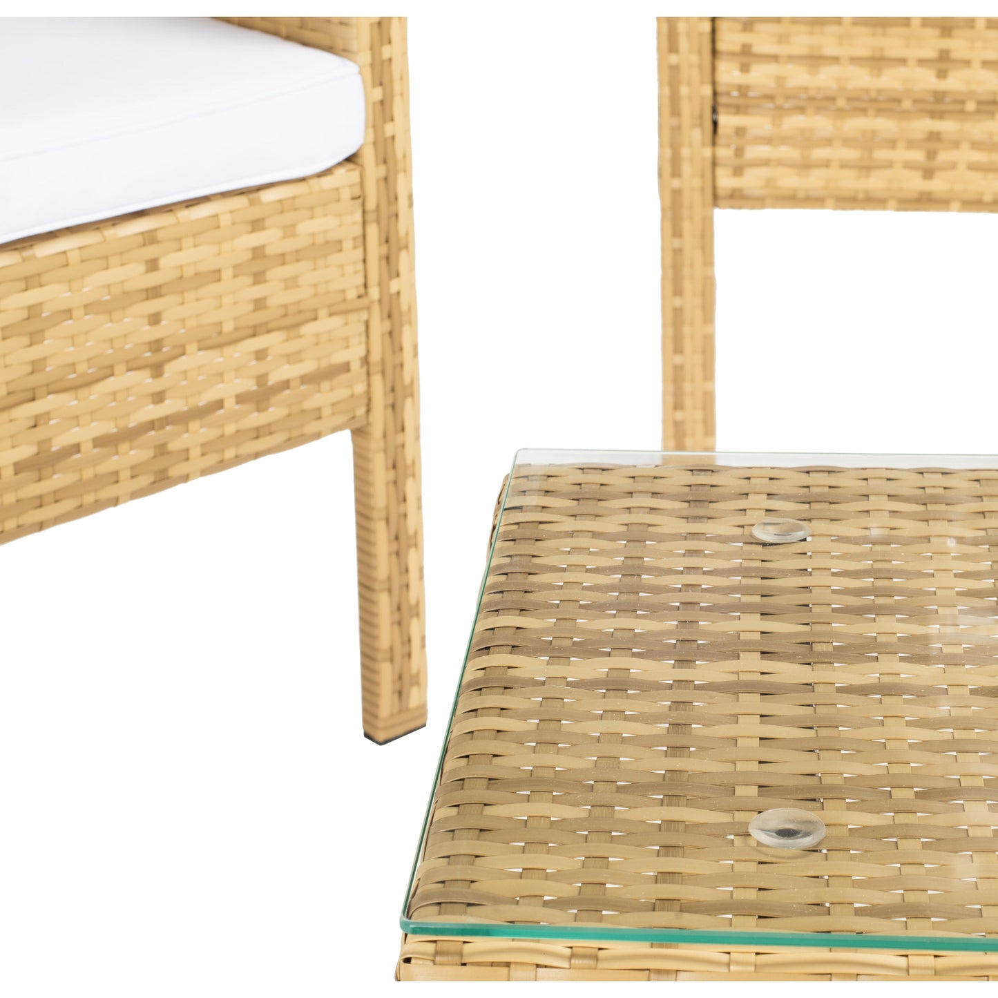 SAFAVIEH Outdoor Zsolt Wicker/ Steel 4-Piece Patio Conversation Set - 42W x 31D x 21H