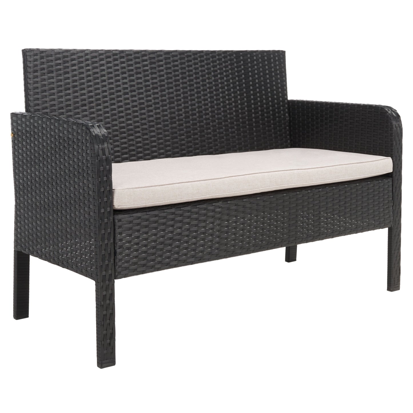 SAFAVIEH Outdoor Zsolt Wicker/ Steel 4-Piece Patio Conversation Set - 42W x 31D x 21H