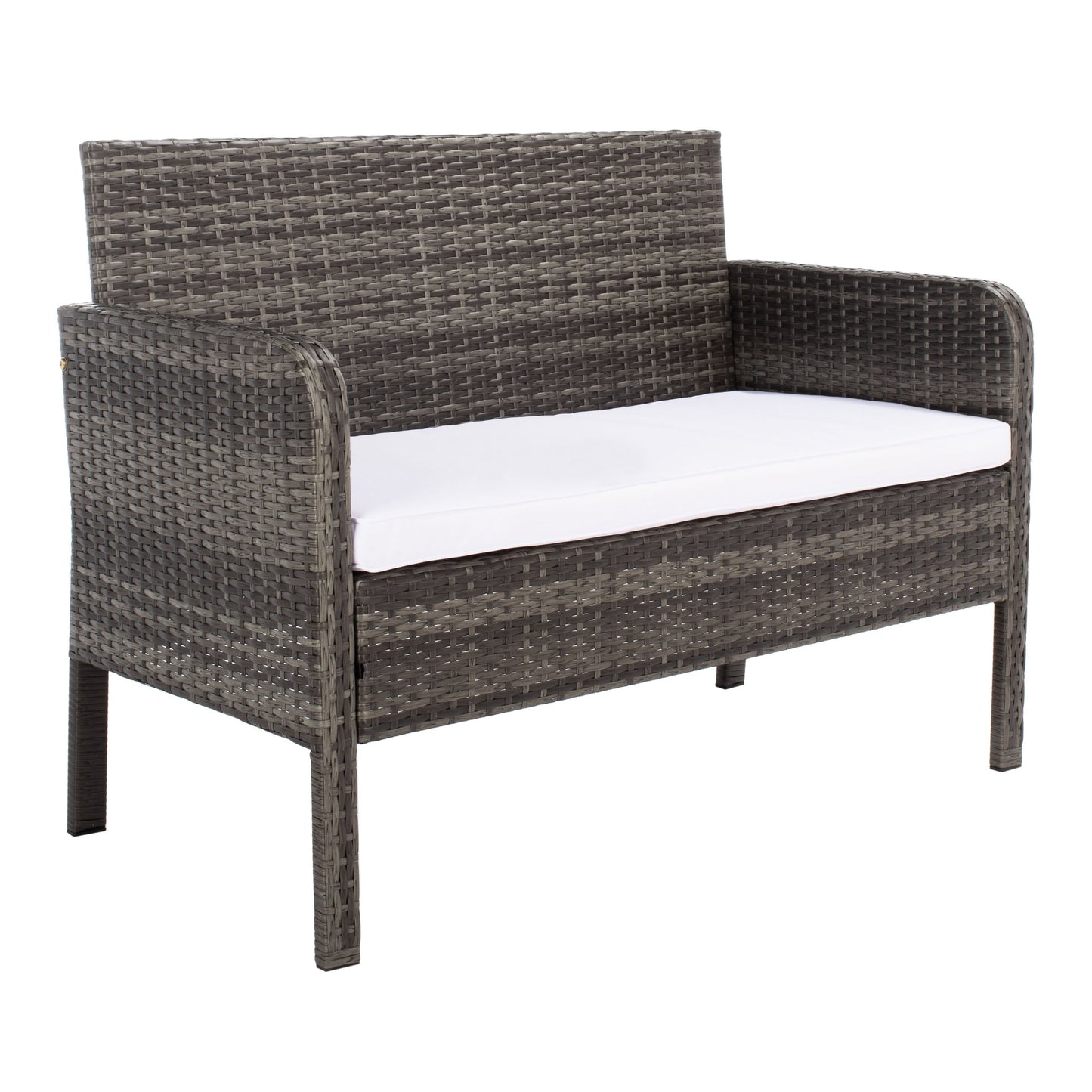 SAFAVIEH Outdoor Zsolt Wicker/ Steel 4-Piece Patio Conversation Set - 42W x 31D x 21H