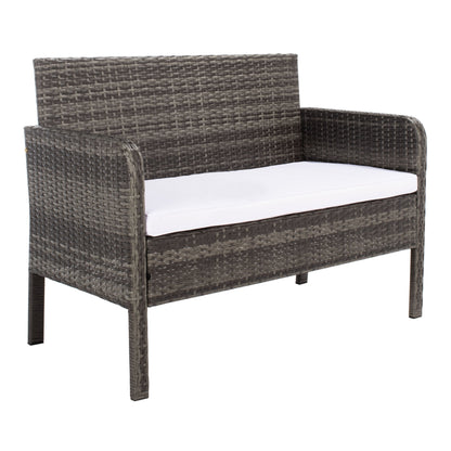 SAFAVIEH Outdoor Zsolt Wicker/ Steel 4-Piece Patio Conversation Set - 42W x 31D x 21H