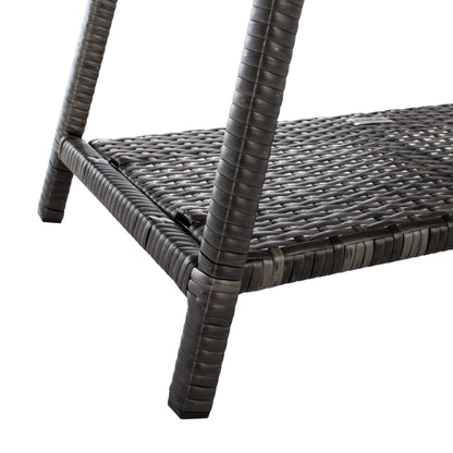 SAFAVIEH Outdoor Zsolt Wicker/ Steel 4-Piece Patio Conversation Set - 42W x 31D x 21H