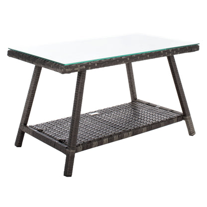 SAFAVIEH Outdoor Zsolt Wicker/ Steel 4-Piece Patio Conversation Set - 42W x 31D x 21H