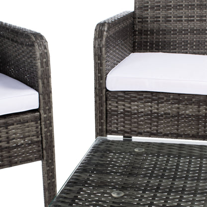 SAFAVIEH Outdoor Zsolt Wicker/ Steel 4-Piece Patio Conversation Set - 42W x 31D x 21H