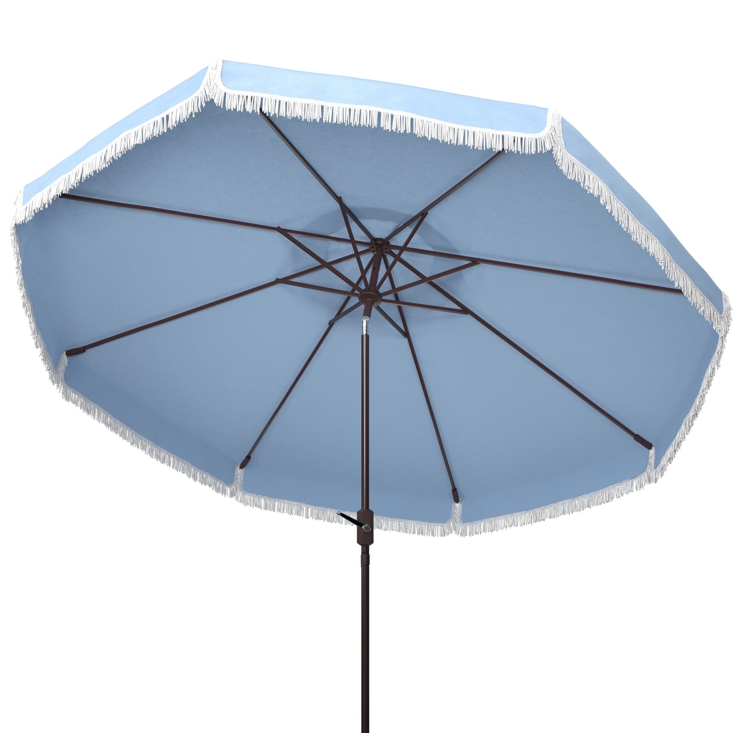 SAFAVIEH Ronette Fringe 9 Ft Crank Outdoor Umbrella