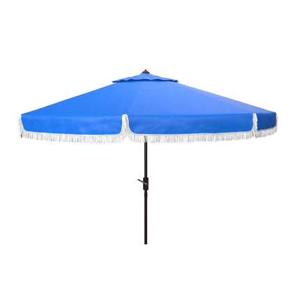 SAFAVIEH Ronette Fringe 9 Ft Crank Outdoor Umbrella
