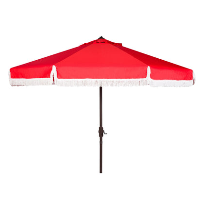 SAFAVIEH Ronette Fringe 9 Ft Crank Outdoor Umbrella