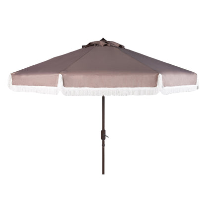 SAFAVIEH Ronette Fringe 9 Ft Crank Outdoor Umbrella