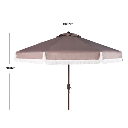 SAFAVIEH Ronette Fringe 9 Ft Crank Outdoor Umbrella