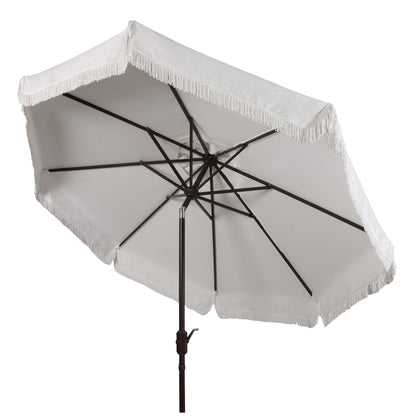 SAFAVIEH Ronette Fringe 9 Ft Crank Outdoor Umbrella