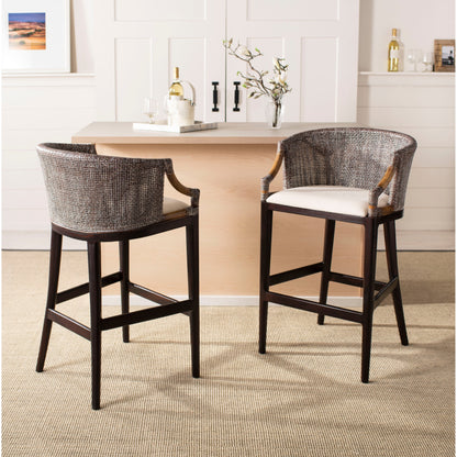 SAFAVIEH Virona Rattan 30-inch Bar Stool - 22.3 W x 20.5 L x 39 H - 22Wx21Dx39H