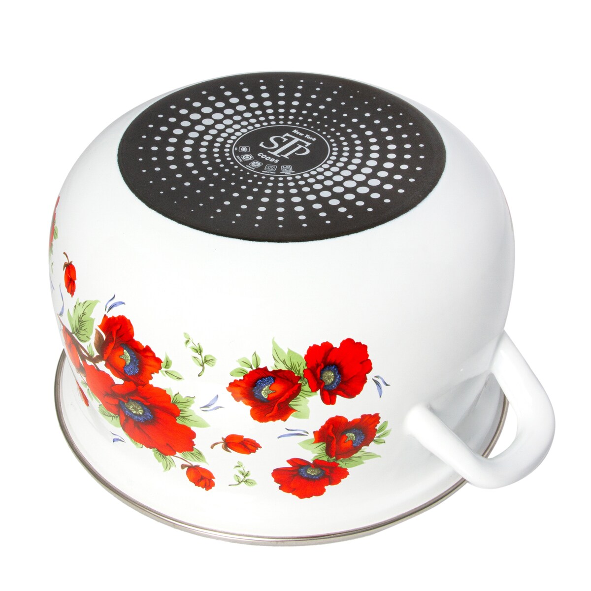 STP Goods Poppies Belly Deep Enamel on Steel Casserole w/Glass Lid
