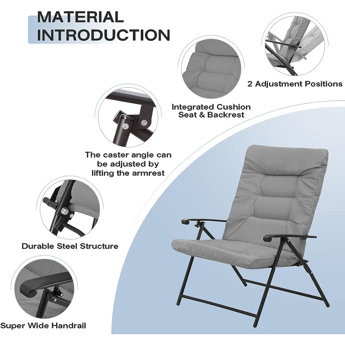 SUNCROWN 3 Piece Outdoor Patio Padded Folding Chairs Bistro Set