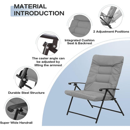 SUNCROWN 3 Piece Outdoor Patio Padded Folding Chairs Bistro Set