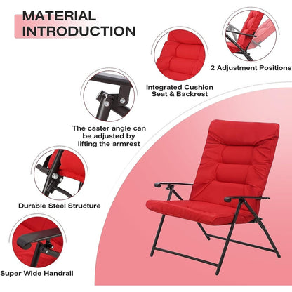 SUNCROWN 3 Piece Outdoor Patio Padded Folding Chairs Bistro Set