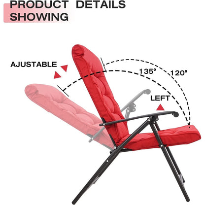 SUNCROWN 3 Piece Outdoor Patio Padded Folding Chairs Bistro Set
