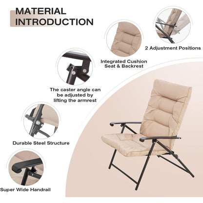 SUNCROWN 3 Piece Outdoor Patio Padded Folding Chairs Bistro Set