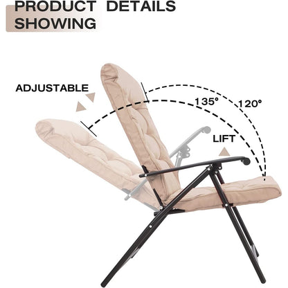SUNCROWN 3 Piece Outdoor Patio Padded Folding Chairs Bistro Set