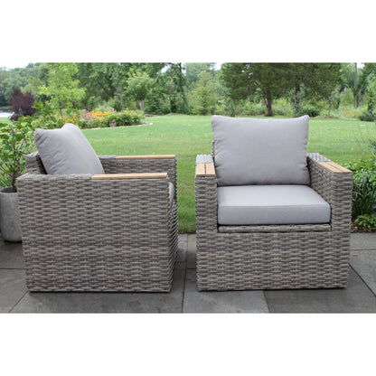 Samera 4 pc. Teak and Wicker Storage Armchairs and Ottomans
