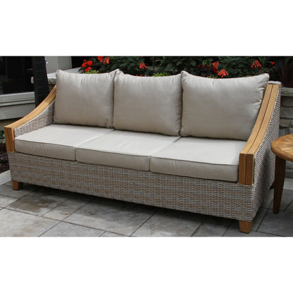 Samera Ash Wicker And Teak 4-Piece Sofa Set With Sunbrella Fabrics