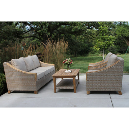 Samera Ash Wicker And Teak 4-Piece Sofa Set With Sunbrella Fabrics