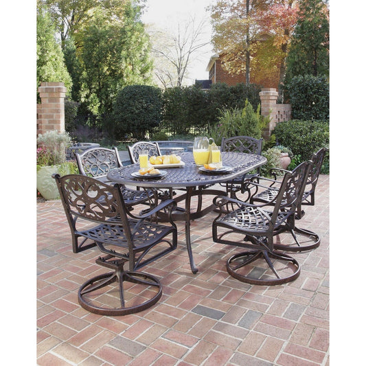 Sanibel Cast Aluminum 7-Piece Outdoor Dining Set with an Oval Table and 6 Swivel Chairs by Homestyles