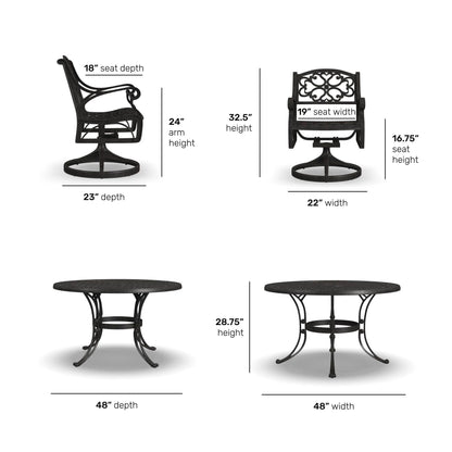 Sanibel Cast Aluminum 7-Piece Outdoor Dining Set with an Oval Table and 6 Swivel Chairs by Homestyles