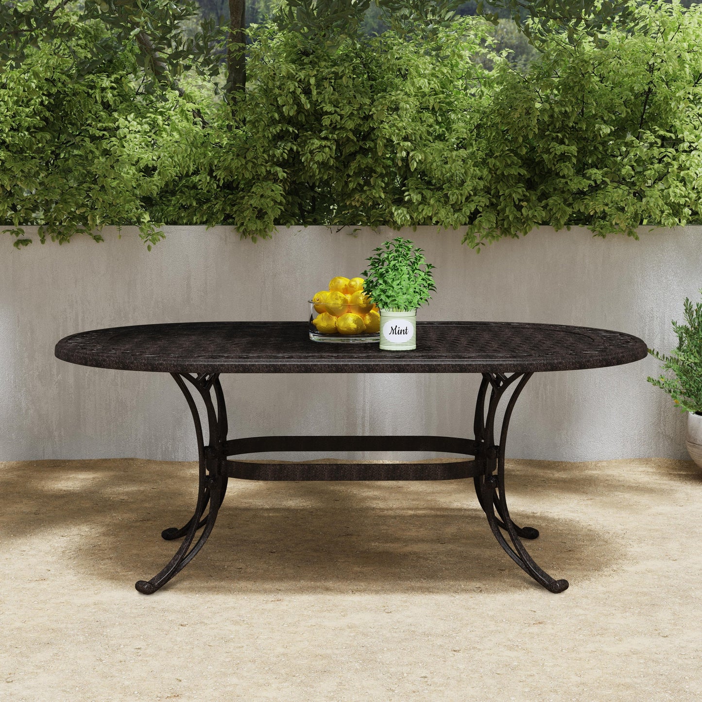 Sanibel Cast Aluminum 7-Piece Outdoor Dining Set with an Oval Table and 6 Swivel Chairs by Homestyles