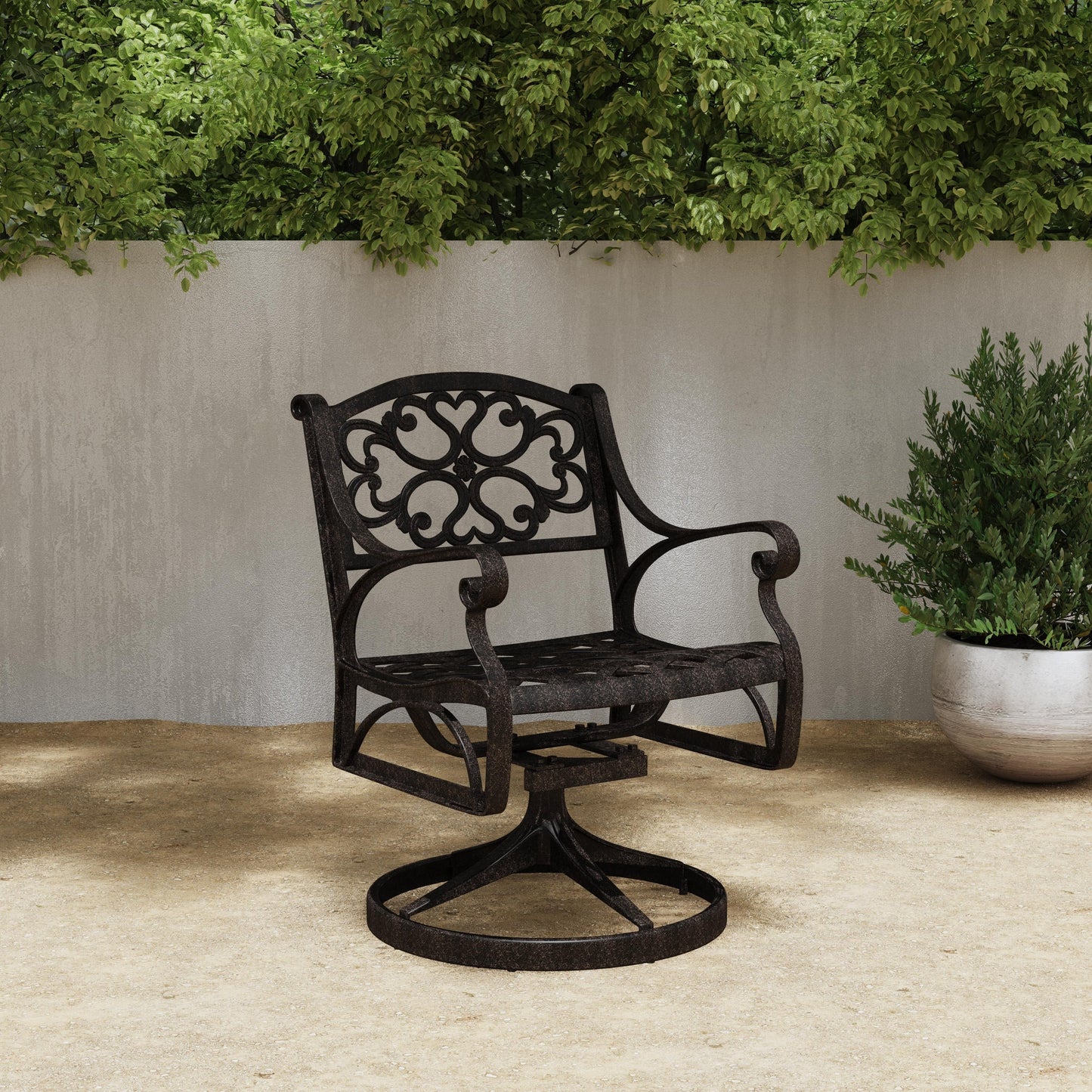Sanibel Cast Aluminum 7-Piece Outdoor Dining Set with an Oval Table and 6 Swivel Chairs by Homestyles