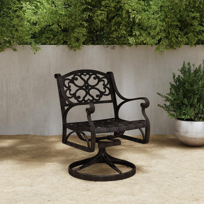 Sanibel Cast Aluminum 7-Piece Outdoor Dining Set with an Oval Table and 6 Swivel Chairs by Homestyles