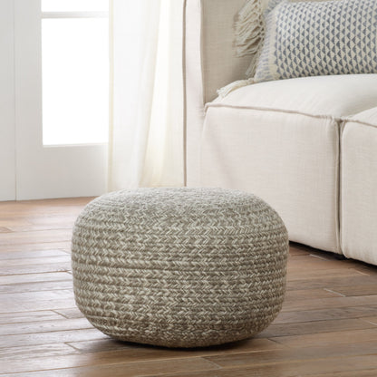 Jaipur Living Saba Solar Round Indoor/Outdoor Polyester Pouf Ottoman/Foot Stool - 18X18X12