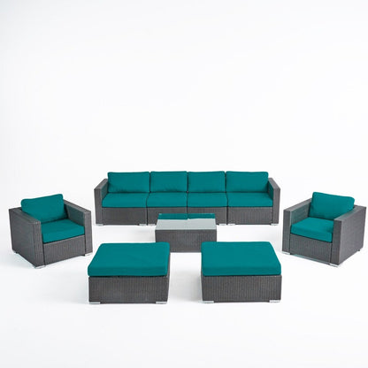 Santa Rosa Outdoor Wicker 9-Piece Sectional Sofa with Cushions by Christopher Knight Home