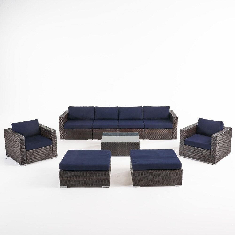 Santa Rosa Outdoor Wicker 9-Piece Sectional Sofa with Cushions by Christopher Knight Home