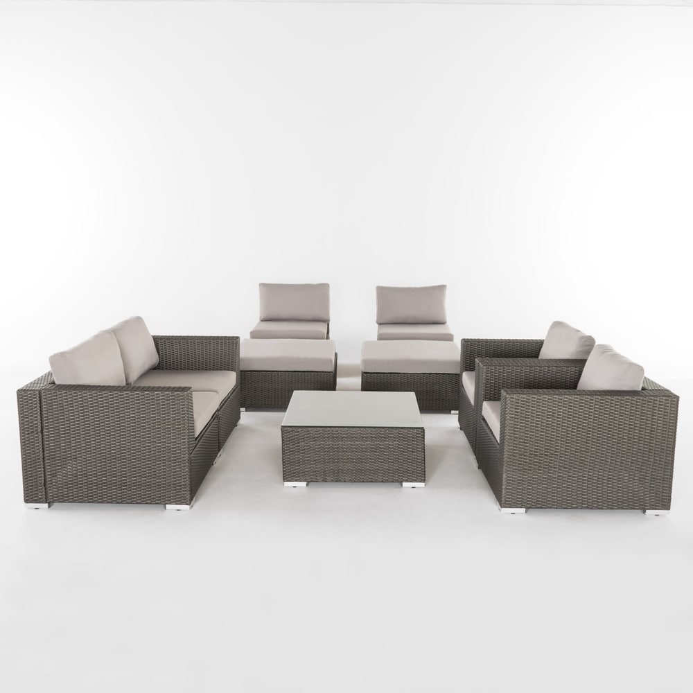 Santa Rosa Outdoor Wicker 9-Piece Sectional Sofa with Cushions by Christopher Knight Home