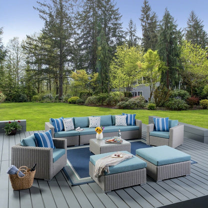 Santa Rosa Outdoor Wicker 9-Piece Sectional Sofa with Cushions by Christopher Knight Home