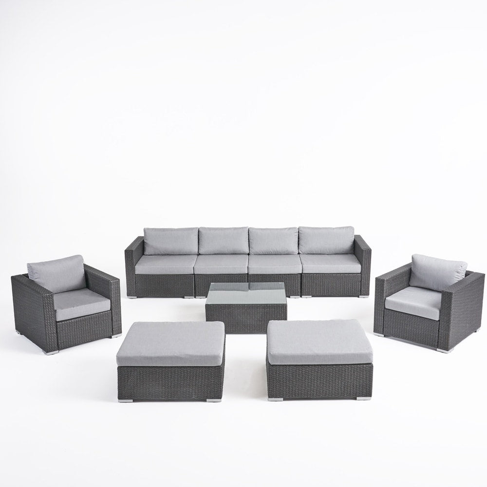 Santa Rosa Outdoor Wicker 9-Piece Sectional Sofa with Cushions by Christopher Knight Home