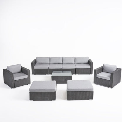 Santa Rosa Outdoor Wicker 9-Piece Sectional Sofa with Cushions by Christopher Knight Home