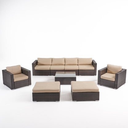 Santa Rosa Outdoor Wicker 9-Piece Sectional Sofa with Cushions by Christopher Knight Home