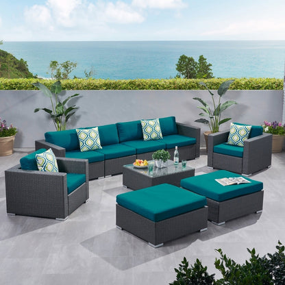 Santa Rosa Outdoor Wicker 9-Piece Sectional Sofa with Cushions by Christopher Knight Home
