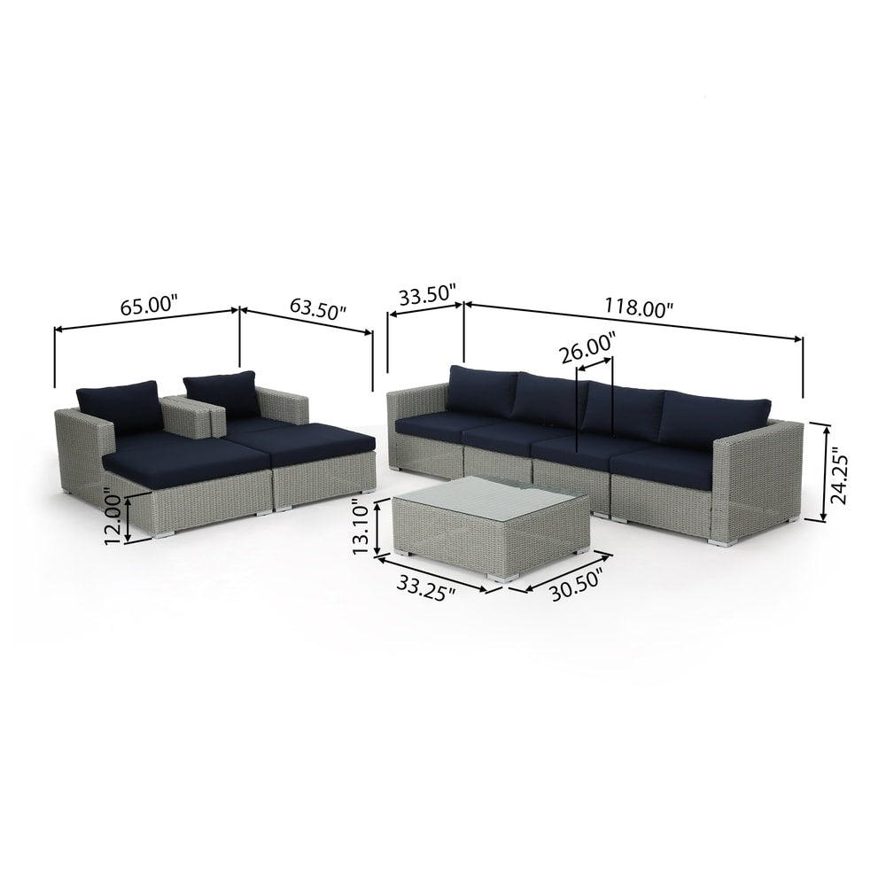 Santa Rosa Outdoor Wicker 9-Piece Sectional Sofa with Cushions by Christopher Knight Home