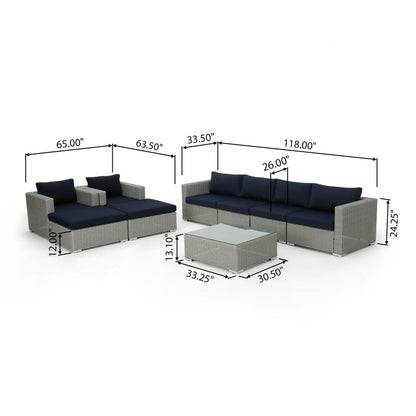 Santa Rosa Outdoor Wicker 9-Piece Sectional Sofa with Cushions by Christopher Knight Home