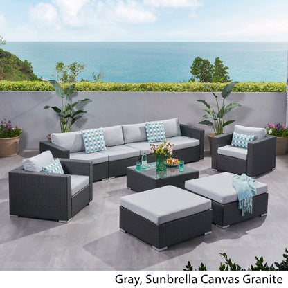 Santa Rosa Outdoor Wicker 9-Piece Sectional Sofa with Cushions by Christopher Knight Home