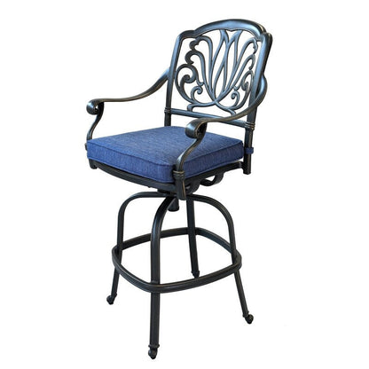 Saratoga 5 Piece Alumium Bar Set with Cushions, 42 Round Bar Table