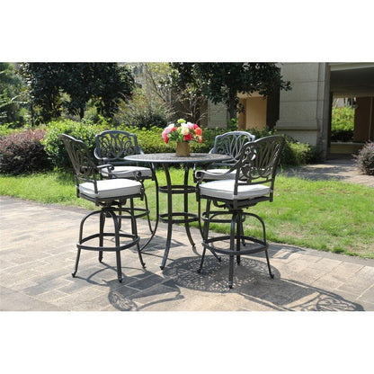 Saratoga 5 Piece Alumium Bar Set with Cushions, 42 Round Bar Table