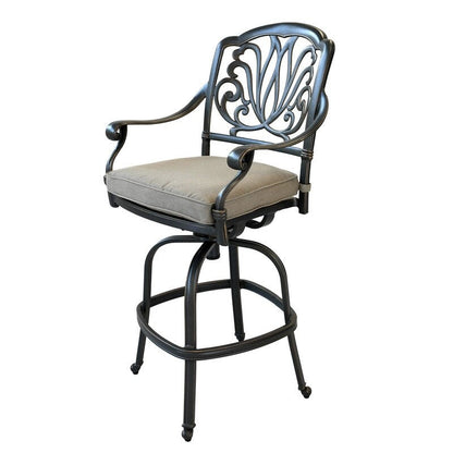 Saratoga 5 Piece Alumium Bar Set with Cushions, 42 Round Bar Table