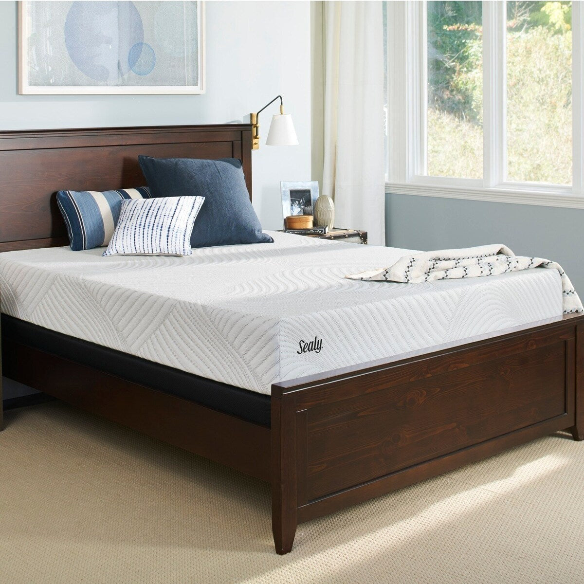 Sealy Conform Essentials 11.5-inch Plush Gel Memory Foam Mattress and Ease Adjustable Bed Set