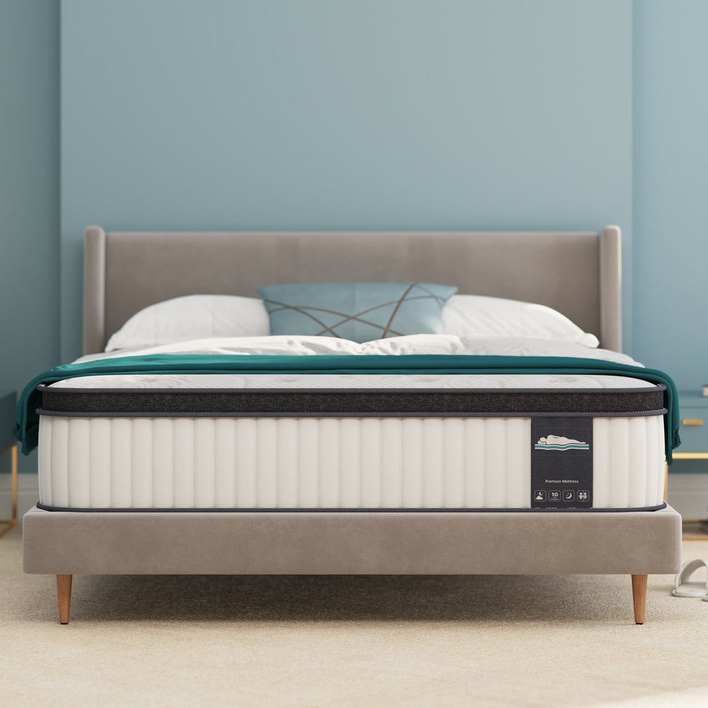 10 Inch Hybrid Mattress, Memory Foam Pocket Spring Mattress,Mideum Comfort,Twin,Full, Queen Mattress - White