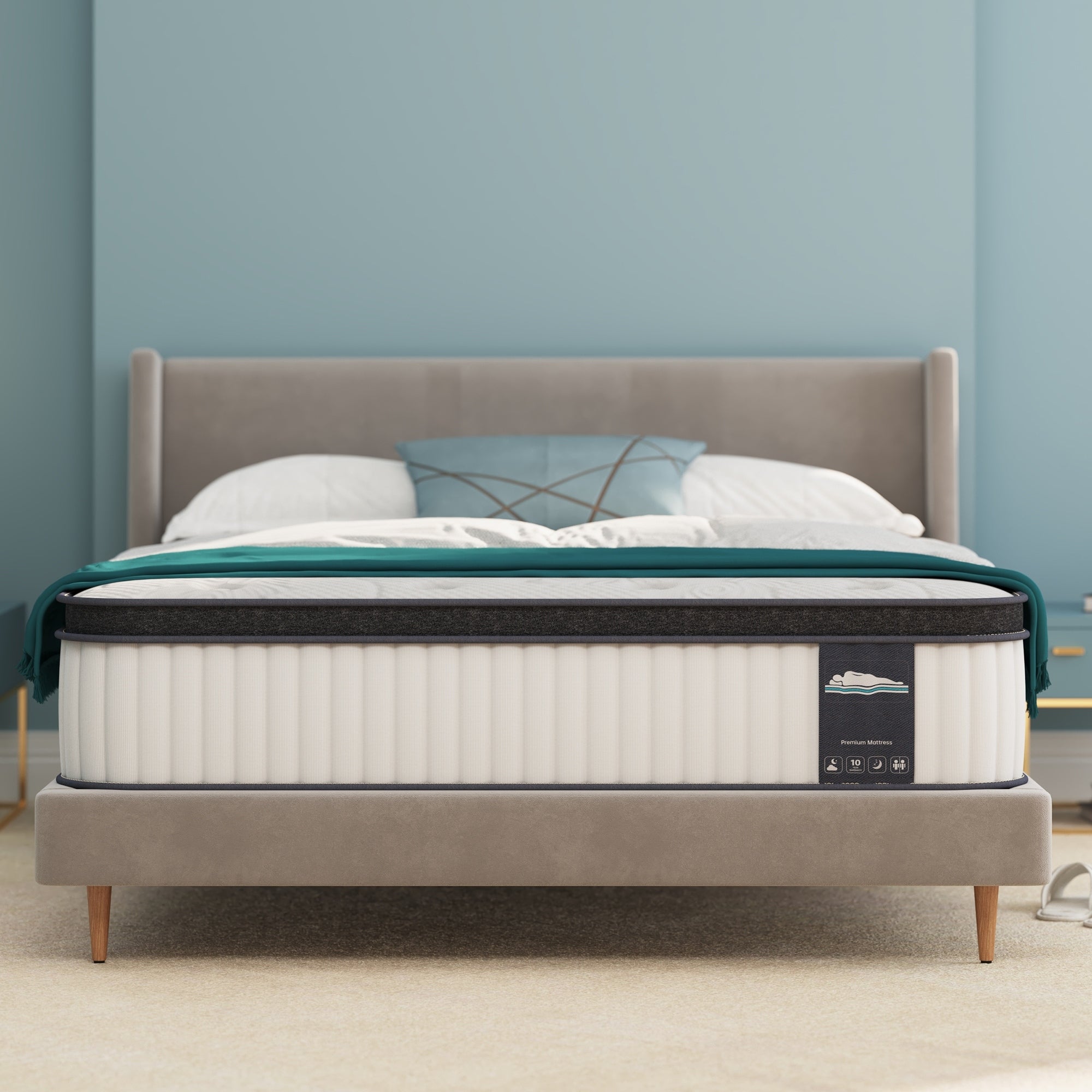 10 Inch Hybrid Mattress, Memory Foam Pocket Spring Mattress,Mideum Comfort,Twin,Full, Queen Mattress - White